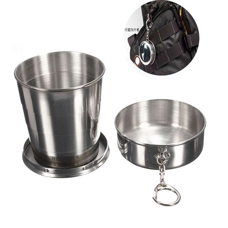 Stainless Steel Camping Folding Cup Traveling Outdoor Camping Hiking Mug Portable Collapsible Cup L