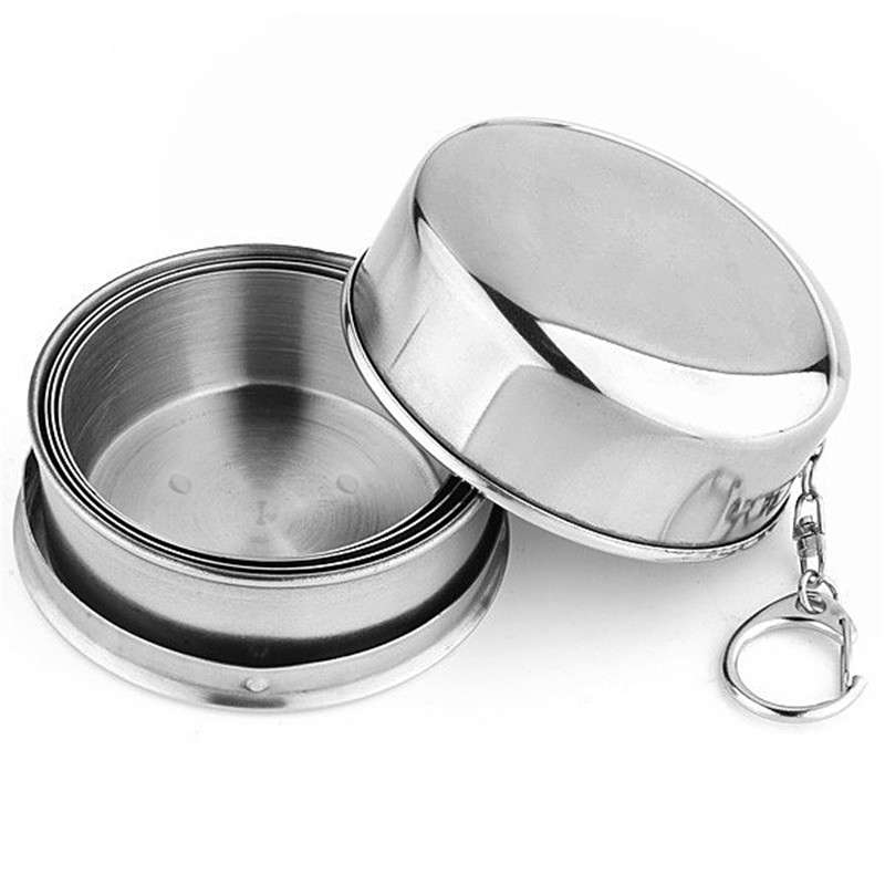 Stainless Steel Camping Folding Cup Traveling Outdoor Camping Hiking Mug Portable Collapsible Cup L