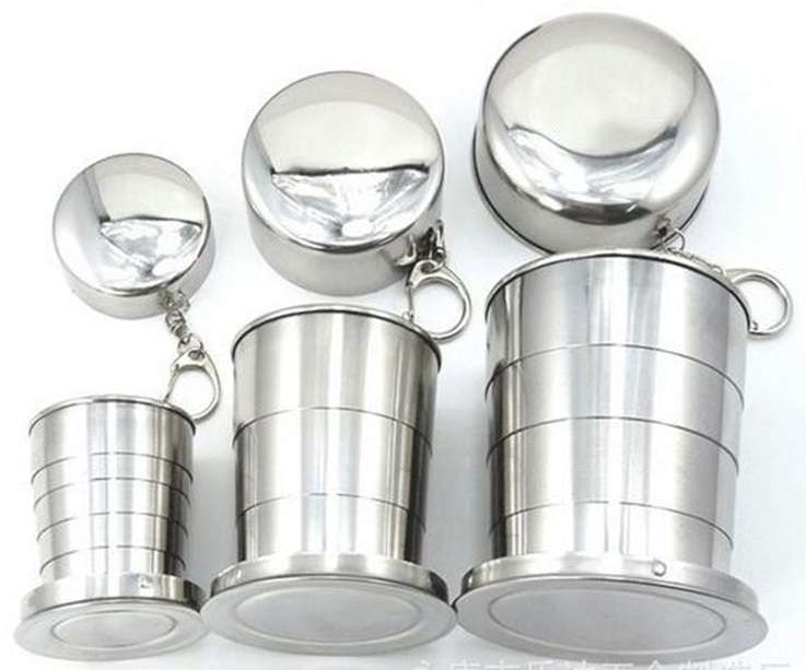 Stainless Steel Camping Folding Cup Traveling Outdoor Camping Hiking Mug Portable Collapsible Cup L