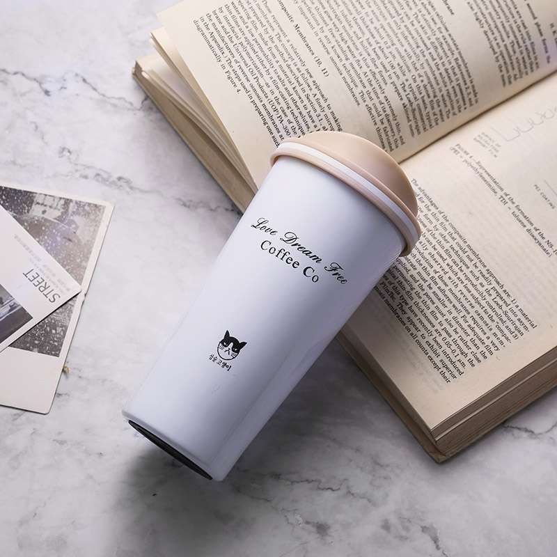 500ML Portable Stainless Steel Creative Gift Coffee Cup Office Vacuum Thermos Mug(Navy Blue)
