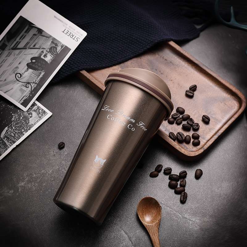 500ML Portable Stainless Steel Creative Gift Coffee Cup Office Vacuum Thermos Mug(Navy Blue)