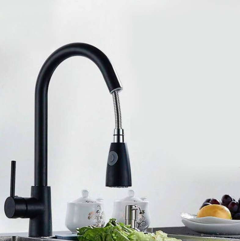 Kitchen Pull-out Faucet Hot And Cold Home 304 Stainless Steel Retractable Rotating Faucet, Style:Sta