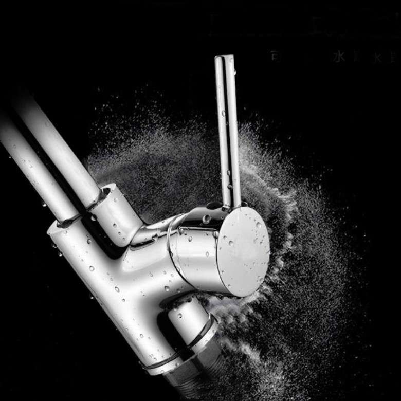 Kitchen Pull-out Faucet Hot And Cold Home 304 Stainless Steel Retractable Rotating Faucet, Style:Sta
