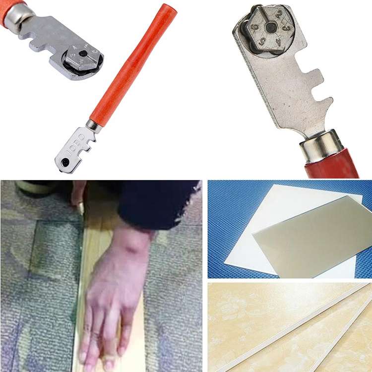 2 PCS Hand-held Multi-function Six-wheel Glass Cutter Tile Cutting Tool
