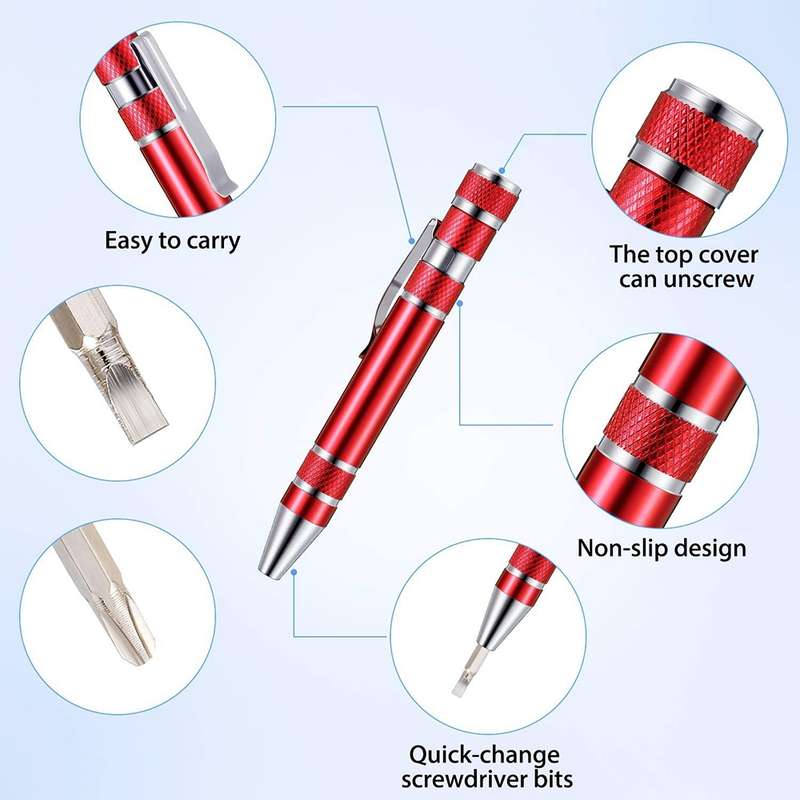 8 In 1 Multifunctional Mini Aluminum Tool Pen Screwdriver Set(Black)