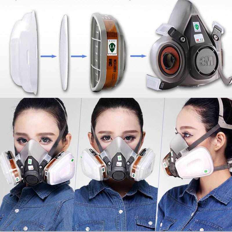 7 in 1 Suit Half Face Gas Mask Respirator Painting Spraying Dust Mask For 3 M 6200 N95 PM2.5 Gas Mas