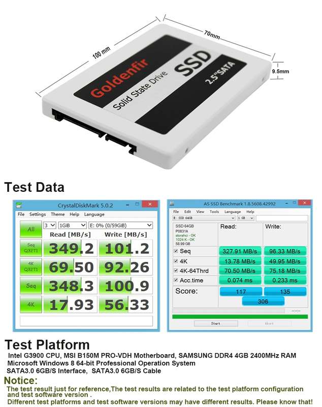 Goldenfir SSD 2.5 inch SATA Hard Drive Disk Disc Solid State Disk, Capacity: 128GB
