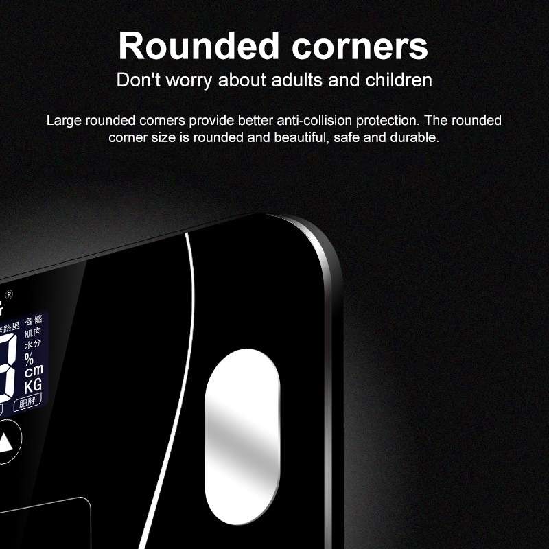 LCD Display Body Electronic Smart Weighing Scales Bathroom Scale Digital Human Weight Scales(Black)
