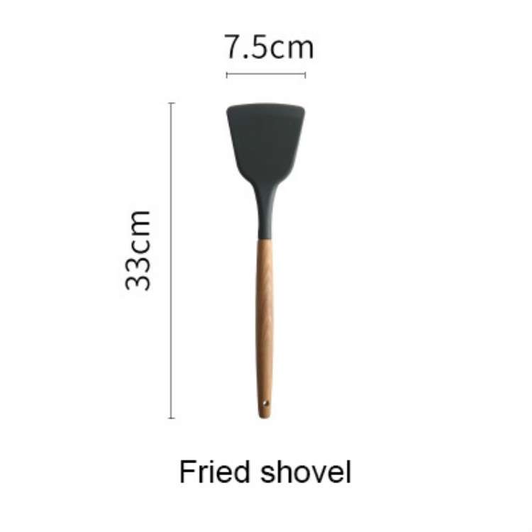 Silicone Wood Handle Spatula Heat-resistant Soup Spoon Non-stick Special Cooking Shovel Kitchen Tool