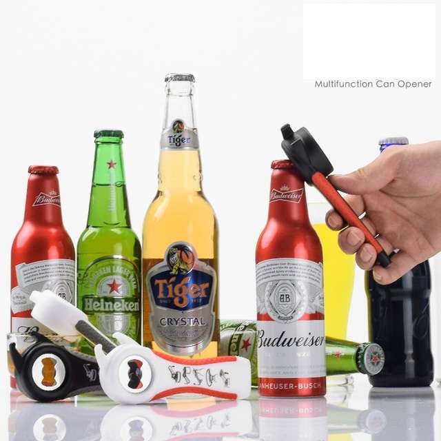 5 in 1 Multifunctional Plastic Bottle Opener Beer Opener Kitchen Tool(White&Green)