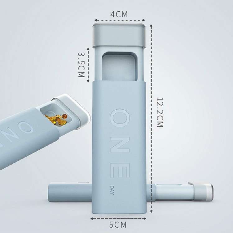 Portable Mini Dispensing Pill Box to Store Pill Sealed Box(Sky Blue)