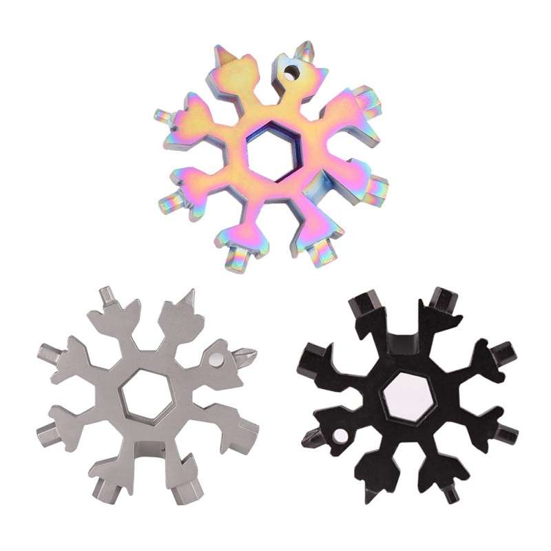 18-in-1 Multi-tool Portable Outdoor Octagonal Snowflake EDC Tool Wrench Mini Screwdriver(White)