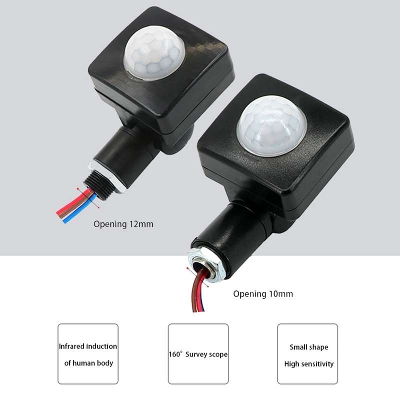 Automatic Security PIR Infrared Motion Sensor Detector Wall Spotlights Switch, Size:10mm(Black)