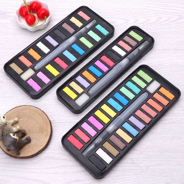 Solid Watercolor Paint Set Portable Drawing Acrylic Art Painting Supplies(24 colors)
