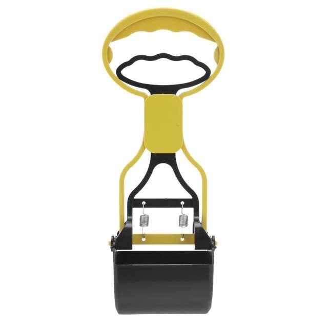 Long Handle Jaw Poop Scoop Clean Pick Up Animal Waste Dog Puppy Cat Waste Picker(Yellow)