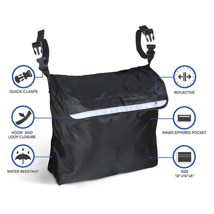 Storage Bag for Wheelchairs Disabled Car Storage Hanging Bag(Black)