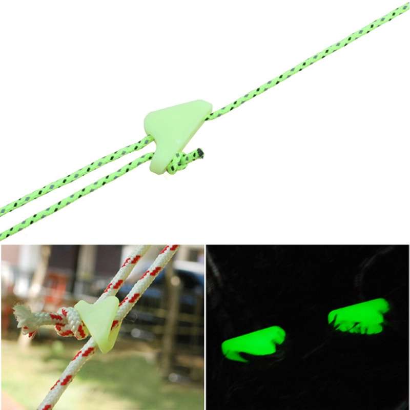10 PCS Outdoor Luminous Rope Buckle Fluorescence Tent Triangle Buckle Alert Reminder Accidental Dang
