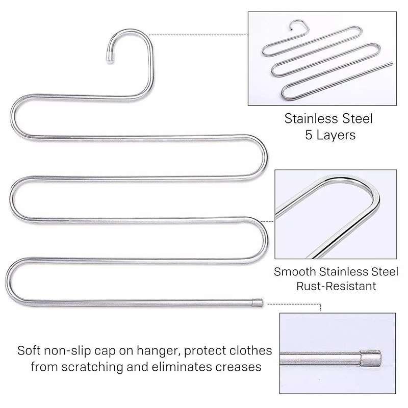 5 Layers S Shape Multi-Functional Clothes Hangers Pants Storage Hangers