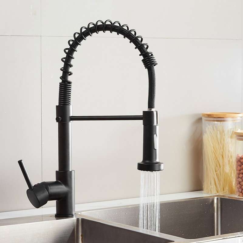 Kitchen Faucet Hot & Cold Water Tank Valve Sink Faucet, Specification: Black Model