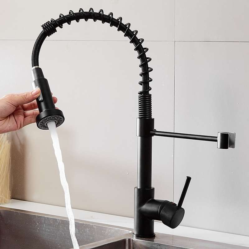 Kitchen Faucet Hot & Cold Water Tank Valve Sink Faucet, Specification: Black Model