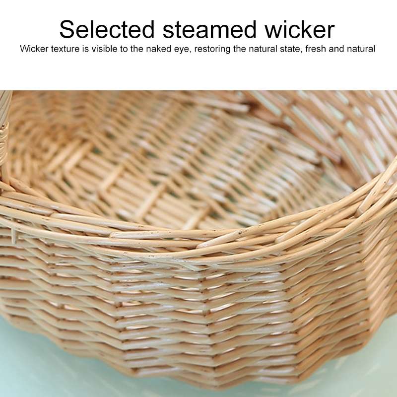 Hand-woven Picnic Basket Sackcloth Rattan Storage Basket, Specification:Large(Primary Color Alphabet