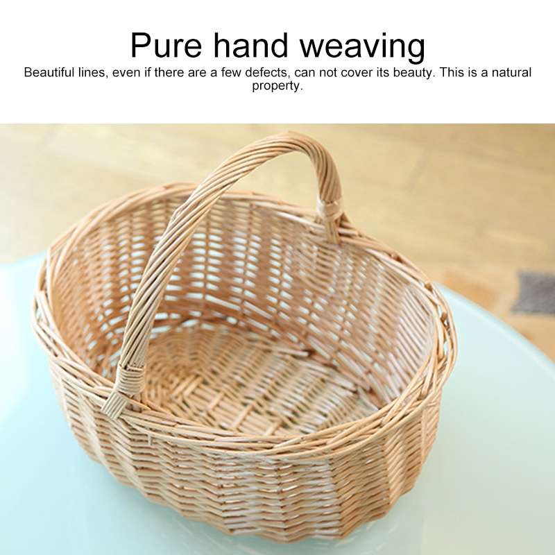 Hand-woven Picnic Basket Sackcloth Rattan Storage Basket, Specification:Large(Primary Color Alphabet