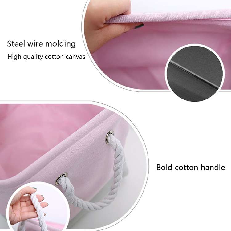 Oxford Foldable Laundry Basket Dirty Clothes Baskets Bag Organizer Toys Storage Bag(Grey Pink)