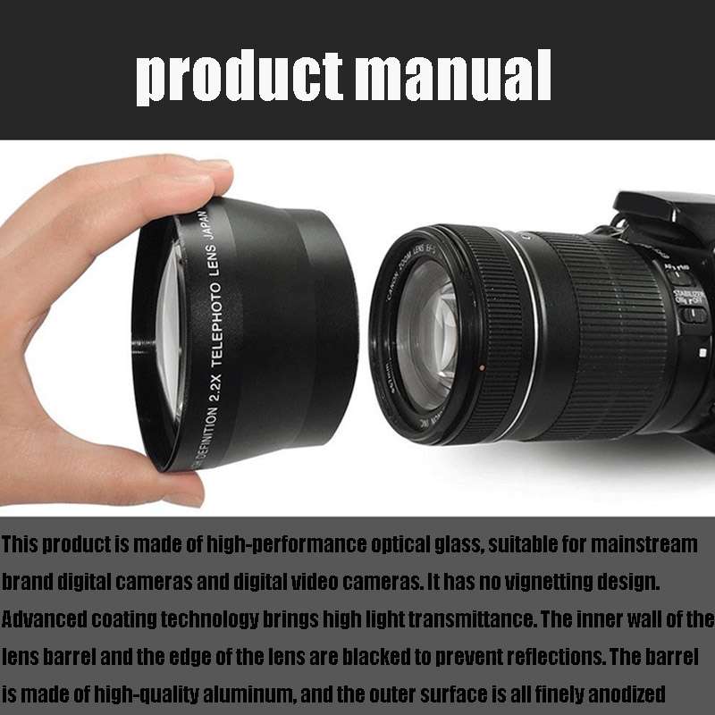 Lightdow 72mm 2.2X Teleconverter Camera Telephoto Lens