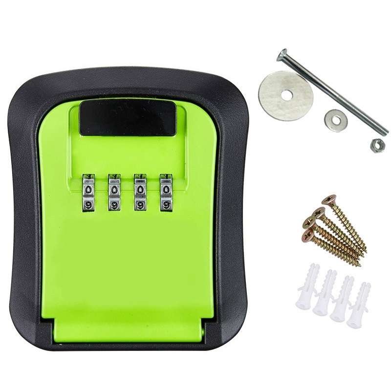 Wall-Mounted Key Code Box Construction Site Home Decoration Four-Digit Code Lock Key Box(Gray)