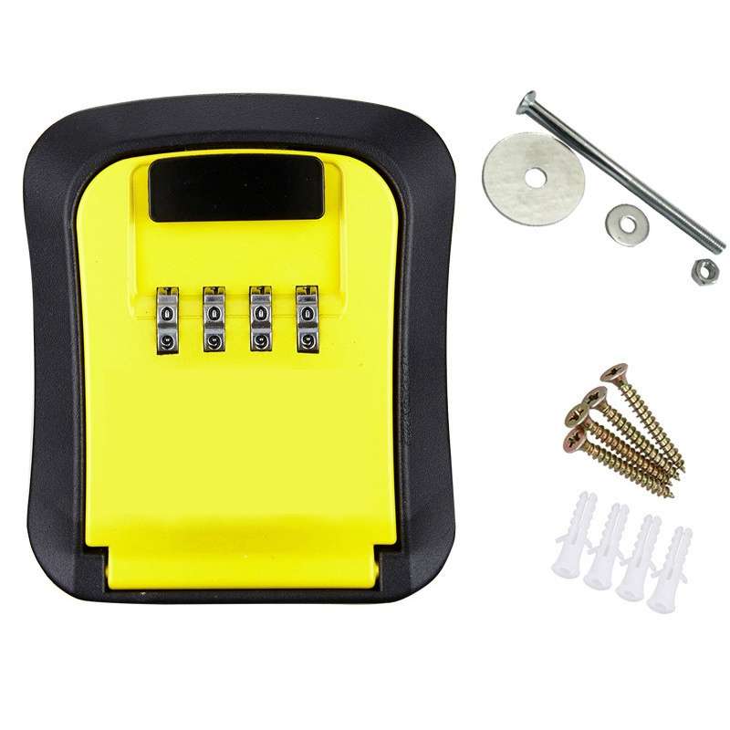 Wall-Mounted Key Code Box Construction Site Home Decoration Four-Digit Code Lock Key Box(Gray)