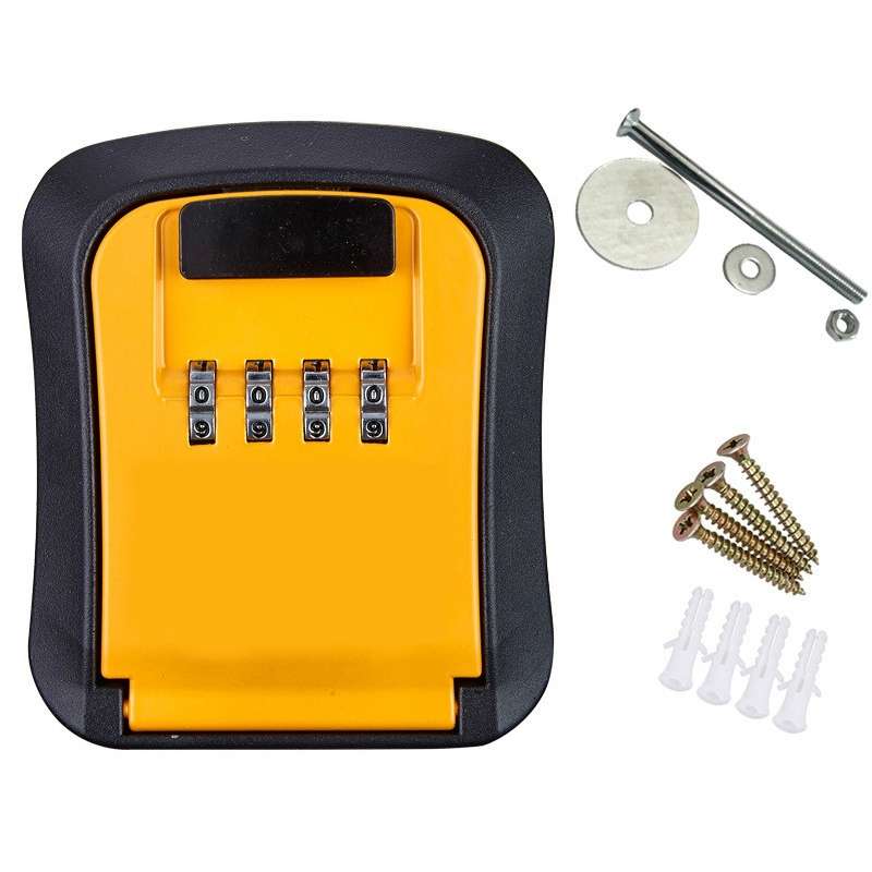 Wall-Mounted Key Code Box Construction Site Home Decoration Four-Digit Code Lock Key Box(Gray)