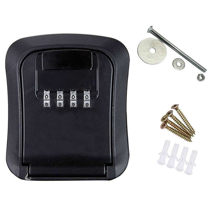 Wall-Mounted Key Code Box Construction Site Home Decoration Four-Digit Code Lock Key Box(Gray)