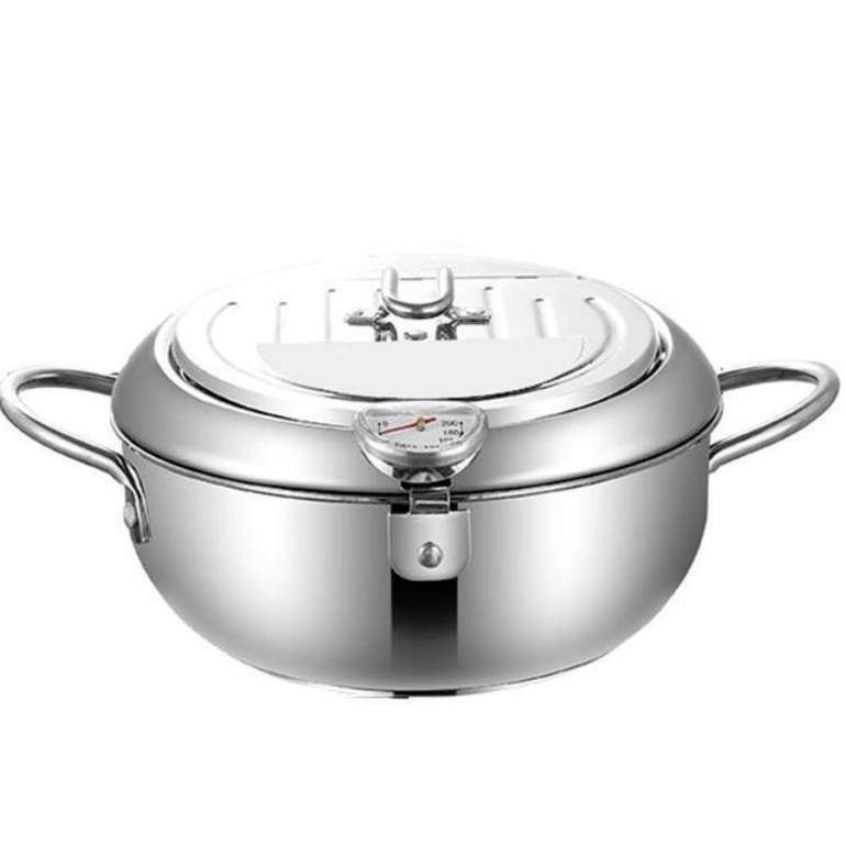 304 Stainless Steel Fryer Pot Household Temperature-controlled Multifunctional Thickening Pot, Size: