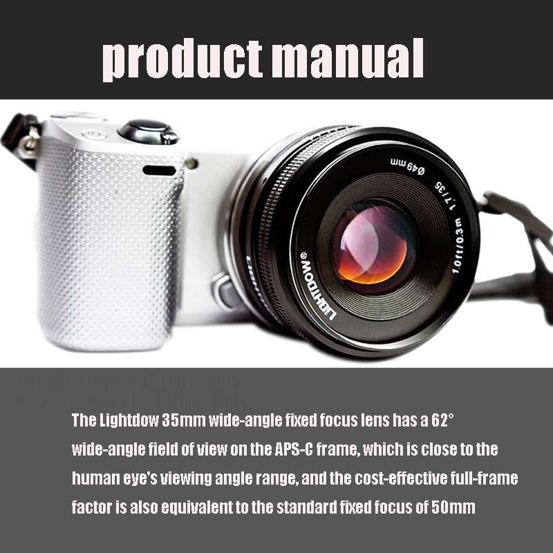 LIGHTDOW 35mm F1.7 E-Mount Manual Fixed Focus Lens for Sony