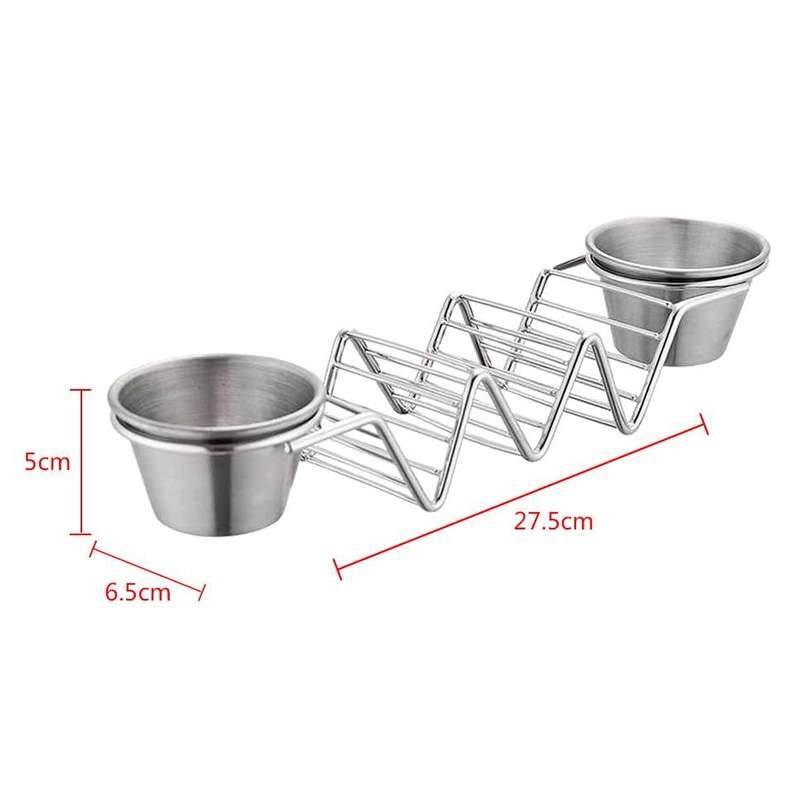 Taco Rack Stainless Steel 304 Taco Rack Taco Pancake Stand, Specification: Single Cup At Both Ends