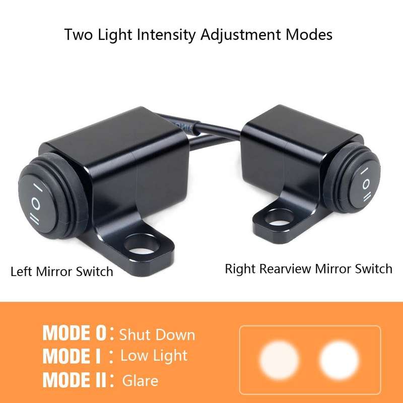 2 PCS / Set Motorcycle LED Lights Rearview Mirror Left And Right Switches Waterproof Boat-Shaped Swi