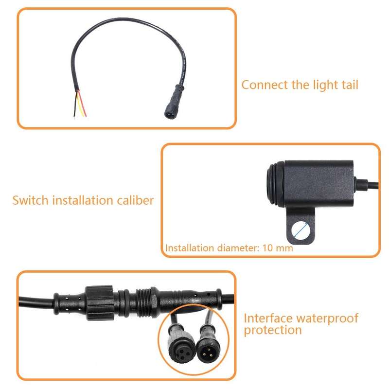 2 PCS / Set Motorcycle LED Lights Rearview Mirror Left And Right Switches Waterproof Boat-Shaped Swi