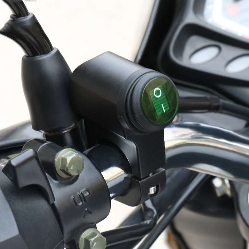 Motorcycle Aluminum Alloy Faucet LED Waterproof Switch Accessories Headlight Switch(Blue Light Black