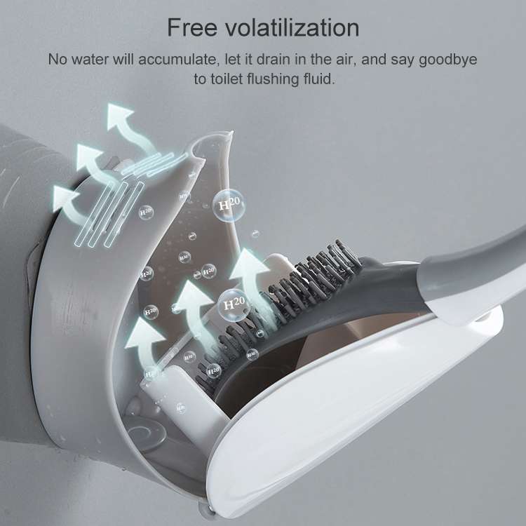 Toilet Brush Household Toilet Dead Corner Silicone Brush Wall-Mounted Cleaning Kit(Grey)