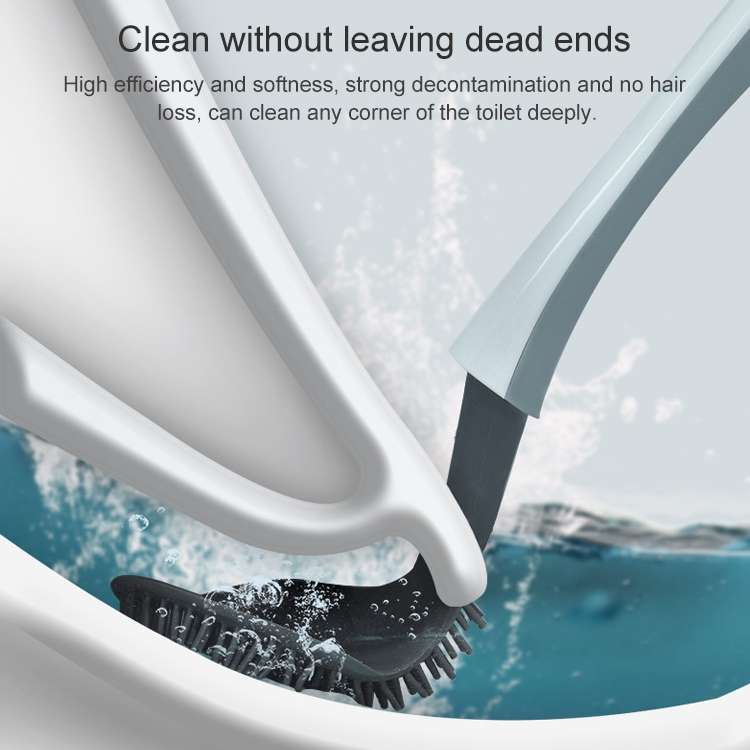 Toilet Brush Household Toilet Dead Corner Silicone Brush Wall-Mounted Cleaning Kit(Grey)