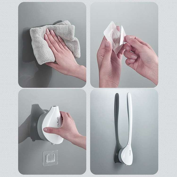 Toilet Brush Household Toilet Dead Corner Silicone Brush Wall-Mounted Cleaning Kit(Grey)