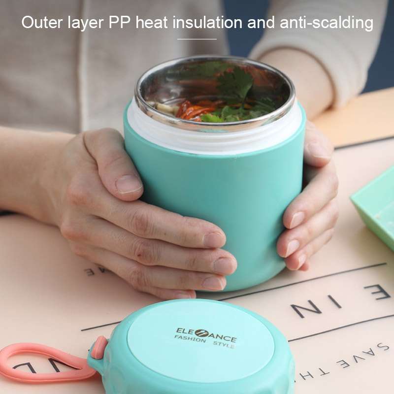 Stainless Steel Soup Cup Soup Pot Lunch Box Portable Thermos Cup(Red)