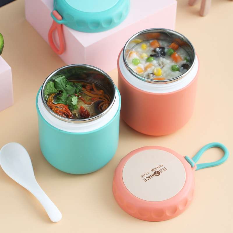 Stainless Steel Soup Cup Soup Pot Lunch Box Portable Thermos Cup(Red)
