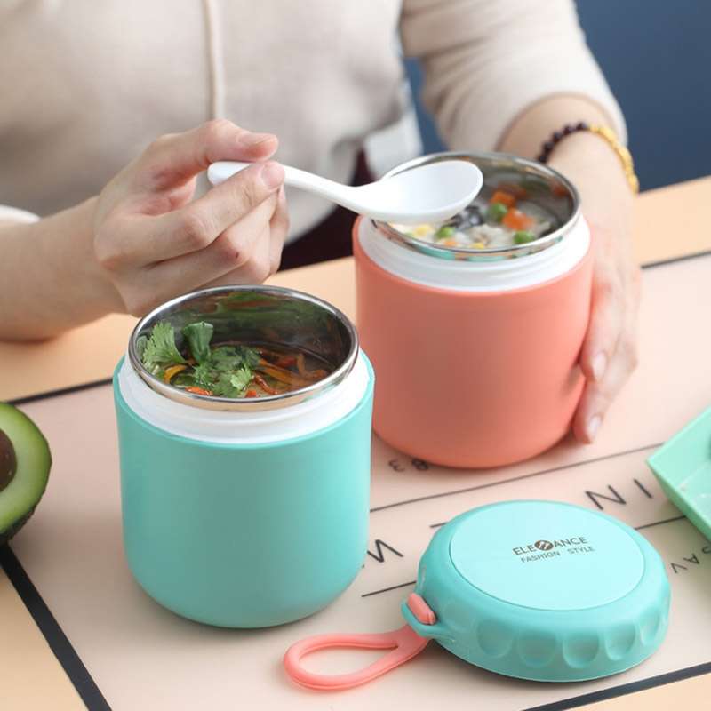 Stainless Steel Soup Cup Soup Pot Lunch Box Portable Thermos Cup(Red)