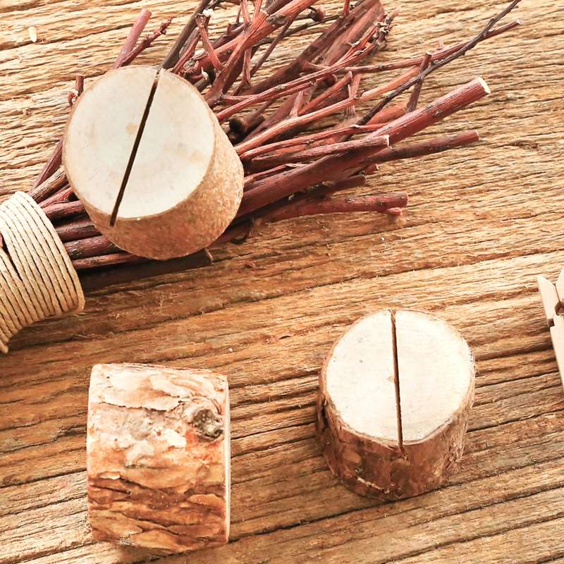Wooden Stump Shape Wedding Party Reception Place Card Holder Stand Number Name Table Menu Picture Ph