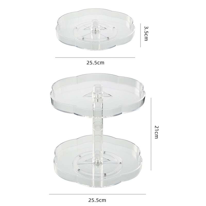 Kitchen Transparent Rotatable Condiment Storage Turntable Double-Layer Multi-Function Shelf