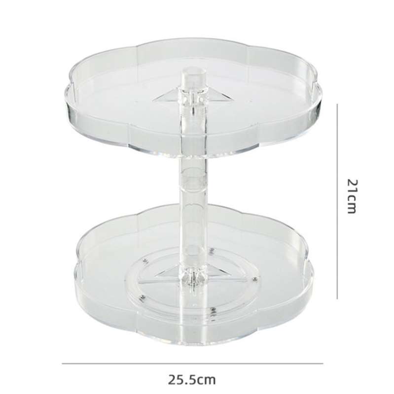 Kitchen Transparent Rotatable Condiment Storage Turntable Double-Layer Multi-Function Shelf