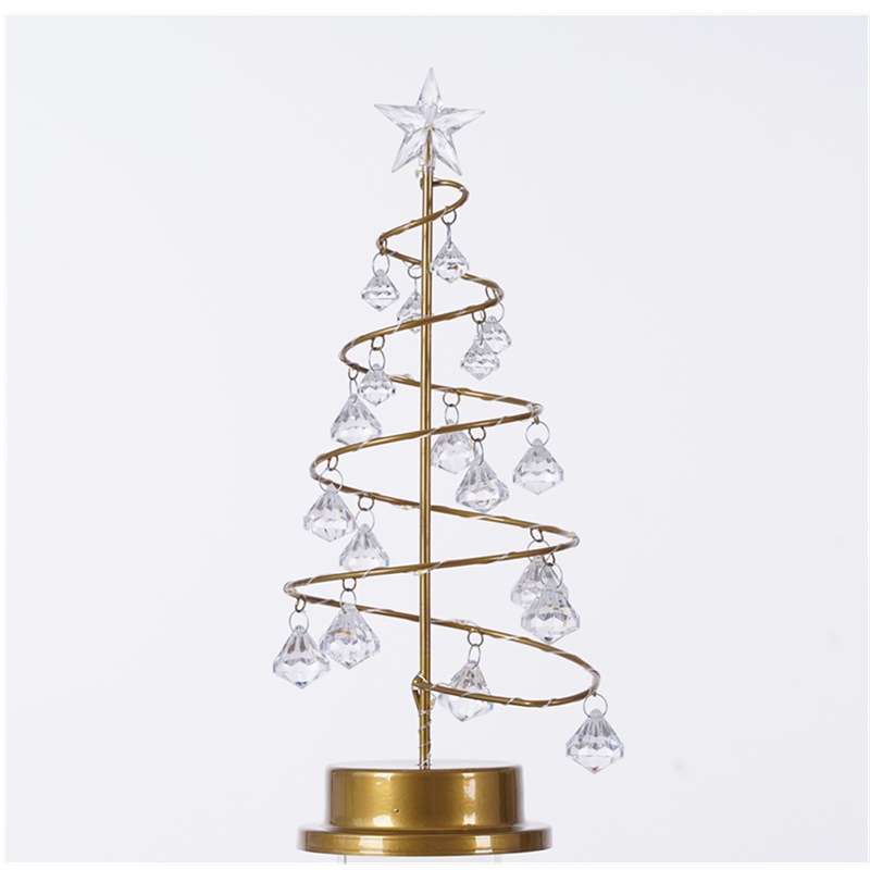 LED Wrought Iron Night Light Crystal Christmas Tree Light Room Decoration Small Table Lamp