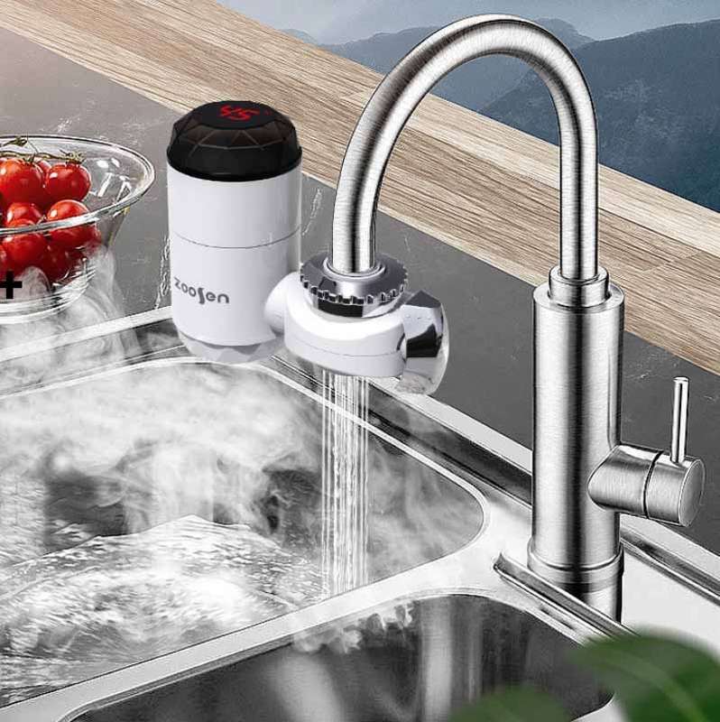Zoosen Electric Hot Water Faucet Connection Type Instant Hot Water Faucet EU Plug, Style:With shower