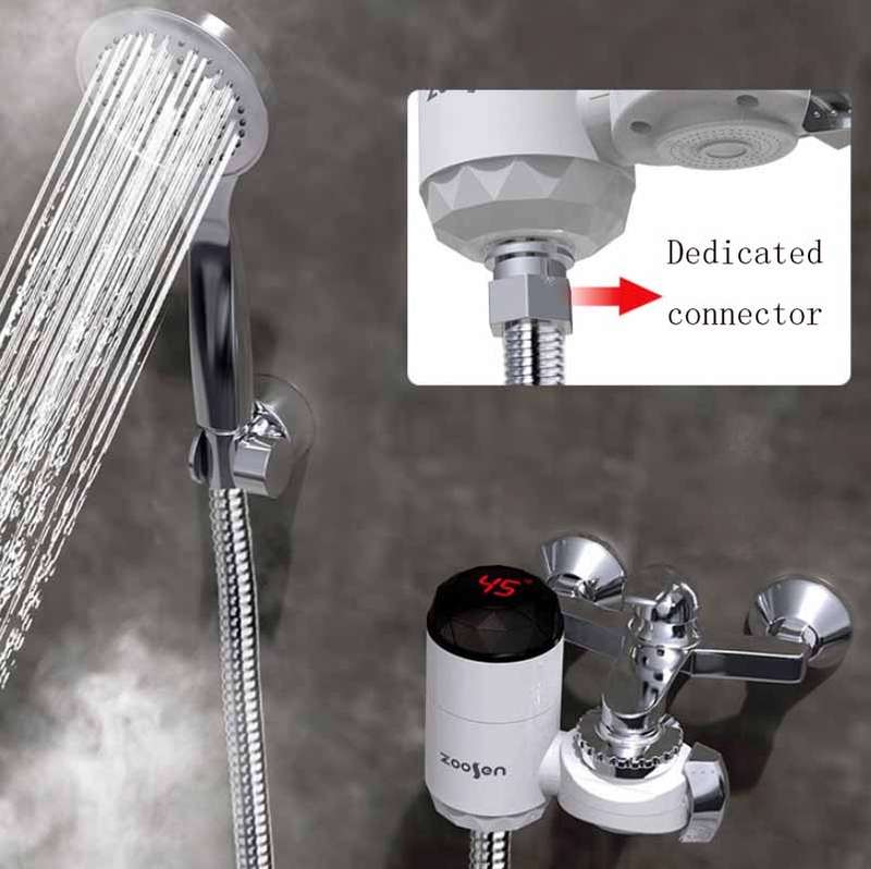 Zoosen Electric Hot Water Faucet Connection Type Instant Hot Water Faucet EU Plug, Style:With shower